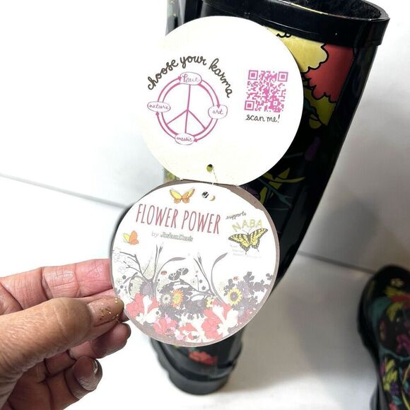 Sakroots Artist Circle Tall Flower Power Rubber Rain Boots Women’s Size 7 NWT - Picture 9 of 10